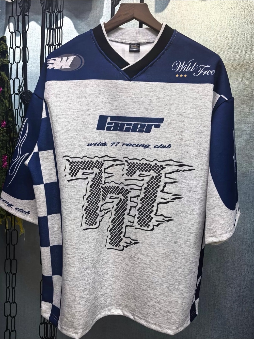 Acer Men's Short-Sleeve Racing Shirt in Gray & Navy